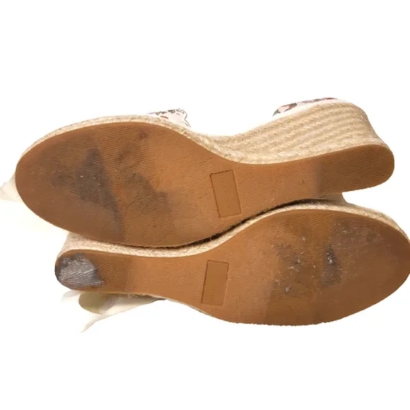 Veronica Beard Soleil Espadrille Wedge Sandals in Floral White Block Heel - Picture 11 of 11